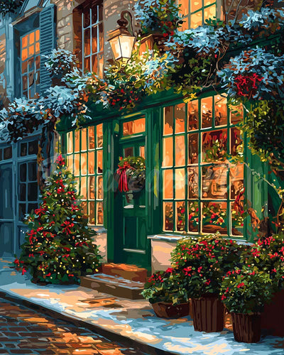 Diamond Painting - Feestelijke Groene Deur