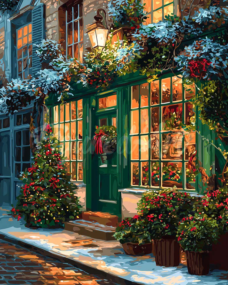 Diamond Painting - Feestelijke Groene Deur
