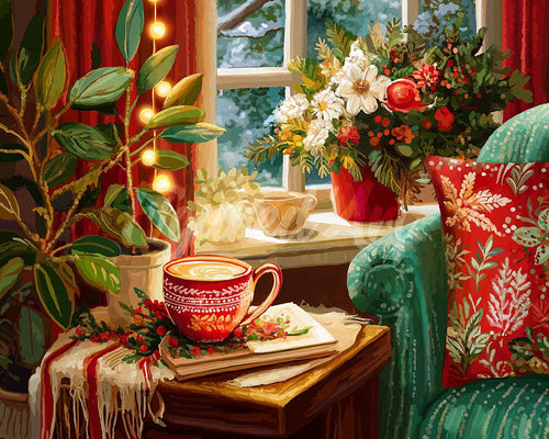 Diamond Painting - Feestelijke Koffiehoek
