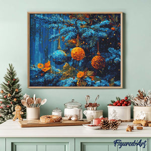 Diamond Painting - Blauwe Spar en Ballen