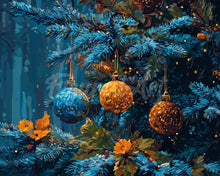 Afbeelding in Gallery-weergave laden, Diamond Painting - Blauwe Spar en Ballen
