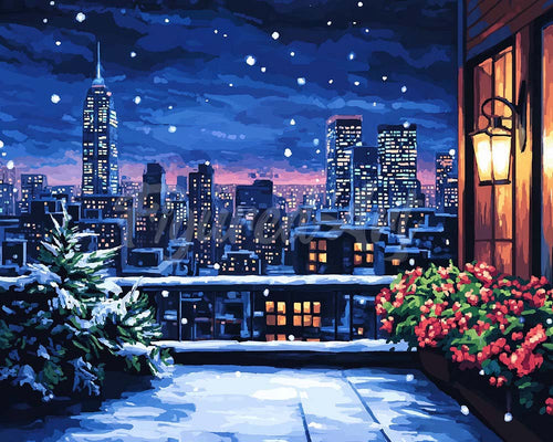 Diamond Painting - Winterbalkon