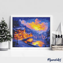 Afbeelding in Gallery-weergave laden, Diamond Painting - Verlicht Dorp aan het Meer