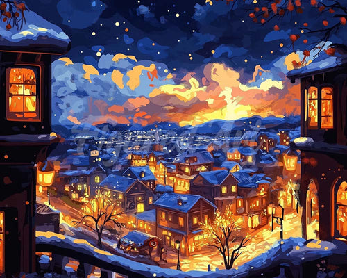 Diamond Painting - Verlichte Winternacht
