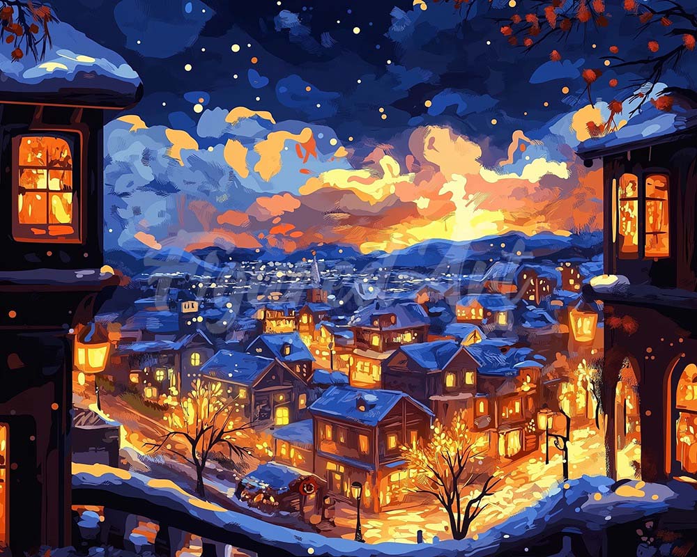 Diamond Painting - Verlichte Winternacht