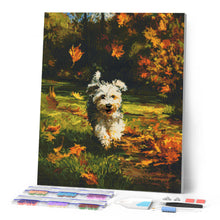 Afbeelding in Gallery-weergave laden, Diamond Painting - Vrolijke pup in de herfst