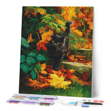 Afbeelding in Gallery-weergave laden, Diamond Painting - Zwarte kat in de herfst