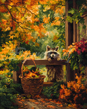 Afbeelding in Gallery-weergave laden, Diamond Painting - Schattige wasbeer in de herfst