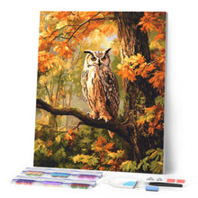 Afbeelding in Gallery-weergave laden, Diamond Painting - Uil tussen gouden bladeren