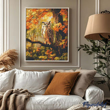 Afbeelding in Gallery-weergave laden, Diamond Painting - Uil tussen gouden bladeren