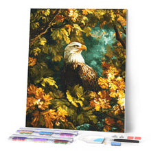 Afbeelding in Gallery-weergave laden, Diamond Painting - Adelaar tussen gouden bladeren