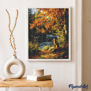 Diamond Painting - Rode vos bij de rivier