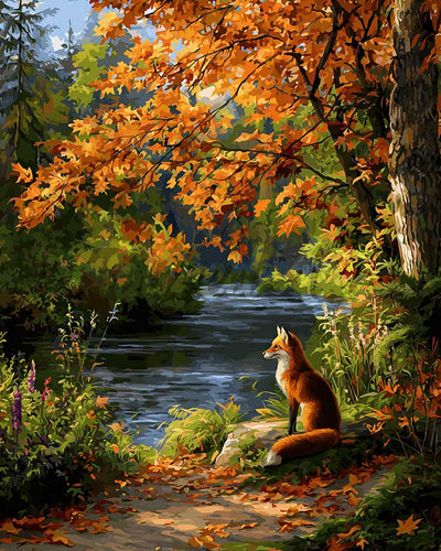 Diamond Painting - Rode vos bij de rivier