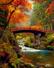 Afbeelding in Gallery-weergave laden, Diamond Painting - Rode brug in Japan in de herfst