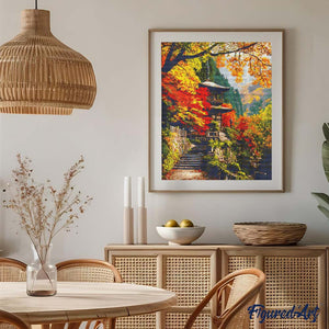 Diamond Painting - Japanse pagode in de herfst