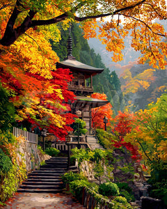 Diamond Painting - Japanse pagode in de herfst