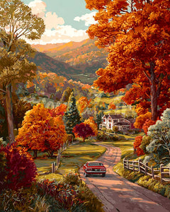 Diamond Painting - Landweg in de herfst