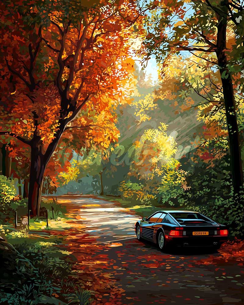 Diamond Painting - Gouden reis over de weg