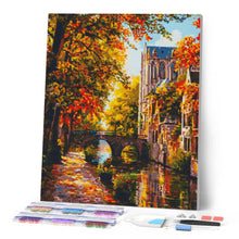 Afbeelding in Gallery-weergave laden, Diamond Painting - Rivierdorp in de herfst
