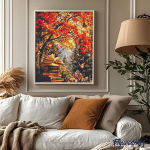 Diamond Painting - Lezen met vlinders