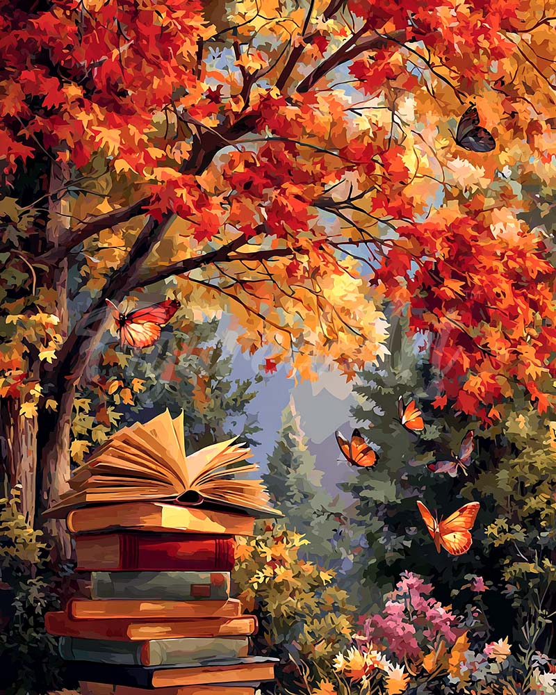 Diamond Painting - Lezen met vlinders