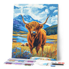 Afbeelding in Gallery-weergave laden, Diamond Painting - Schotse Hooglander bij het meer