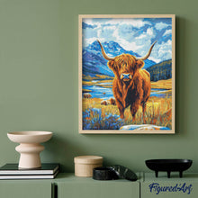Afbeelding in Gallery-weergave laden, Diamond Painting - Schotse Hooglander bij het meer