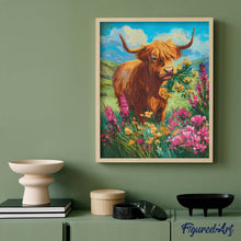 Afbeelding in Gallery-weergave laden, Diamond Painting - Schotse Hooglander in de bloemenzee