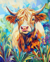 Afbeelding in Gallery-weergave laden, Diamond Painting - Schotse Hooglander in Bloei