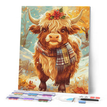 Afbeelding in Gallery-weergave laden, Diamond Painting - Schotse Hooglander in Herfstsfeer