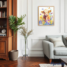 Afbeelding in Gallery-weergave laden, Diamond Painting - Schotse Hooglander met Vlinders