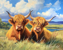 Afbeelding in Gallery-weergave laden, Diamond Painting - Schotse Hooglander in het Gouden Veld
