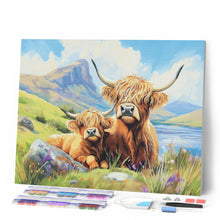 Afbeelding in Gallery-weergave laden, Diamond Painting - Schotse Hooglander met Kalfje