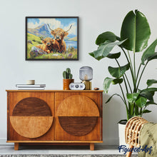 Afbeelding in Gallery-weergave laden, Diamond Painting - Schotse Hooglander met Kalfje