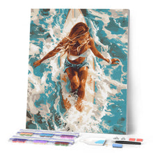 Afbeelding in Gallery-weergave laden, Diamond Painting - Vrouw in zonovergoten oceaan