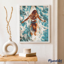 Afbeelding in Gallery-weergave laden, Diamond Painting - Vrouw in zonovergoten oceaan