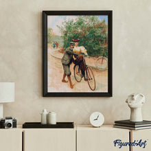 Afbeelding in Gallery-weergave laden, Diamond Painting - Romantische fietsles - vintage schilderij