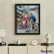 Afbeelding in Gallery-weergave laden, Diamond Painting - Vintage schilderij van een fietsend stel