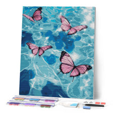 Afbeelding in Gallery-weergave laden, Diamond Painting - Roze vlinders op het water