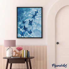 Afbeelding in Gallery-weergave laden, Diamond Painting - Blauwe vlinders op het water