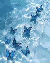 Afbeelding in Gallery-weergave laden, Diamond Painting - Blauwe vlinders op het water