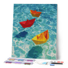 Afbeelding in Gallery-weergave laden, Diamond Painting - Origamibootjes op blauw