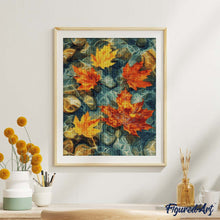 Afbeelding in Gallery-weergave laden, Diamond Painting - Amberbladeren op het water