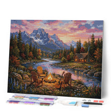 Afbeelding in Gallery-weergave laden, Diamond Painting - Gloed van een kampvuur aan de rivier
