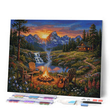 Afbeelding in Gallery-weergave laden, Diamond Painting - Kampvuur-ontsnapping in de bergen