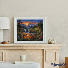 Afbeelding in Gallery-weergave laden, Diamond Painting - Kampvuur-ontsnapping in de bergen