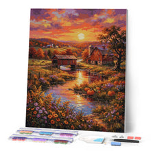 Afbeelding in Gallery-weergave laden, Diamond Painting - Boerderijvallei bij zonsondergang