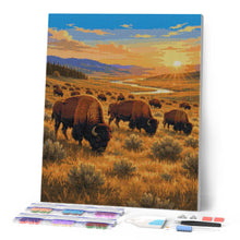Afbeelding in Gallery-weergave laden, Diamond Painting - Yellowstone National Park, bizons in de Lamar Valley - Wyoming