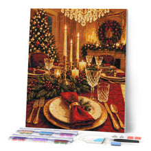 Afbeelding in Gallery-weergave laden, Diamond Painting - Kerstdiner bij kaarslicht