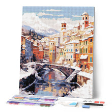Afbeelding in Gallery-weergave laden, Diamond Painting - Winterdorp aan de rivier